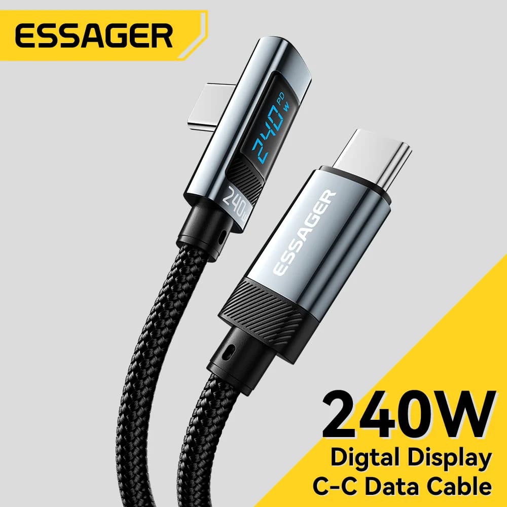 240W USB-C til USB-C kabel med 90 graders vinkel