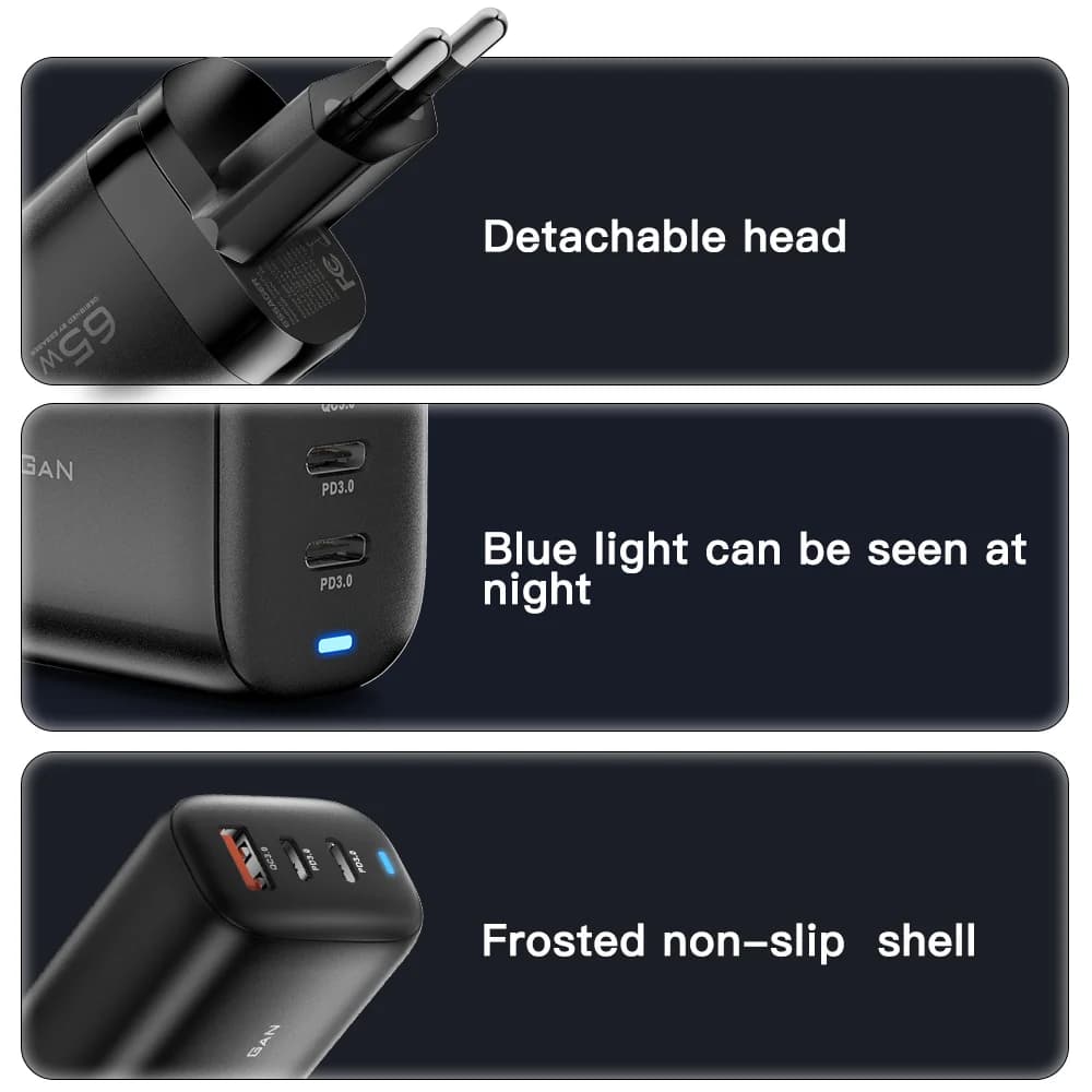 65W GaN USB-C laptopoplader, PPS