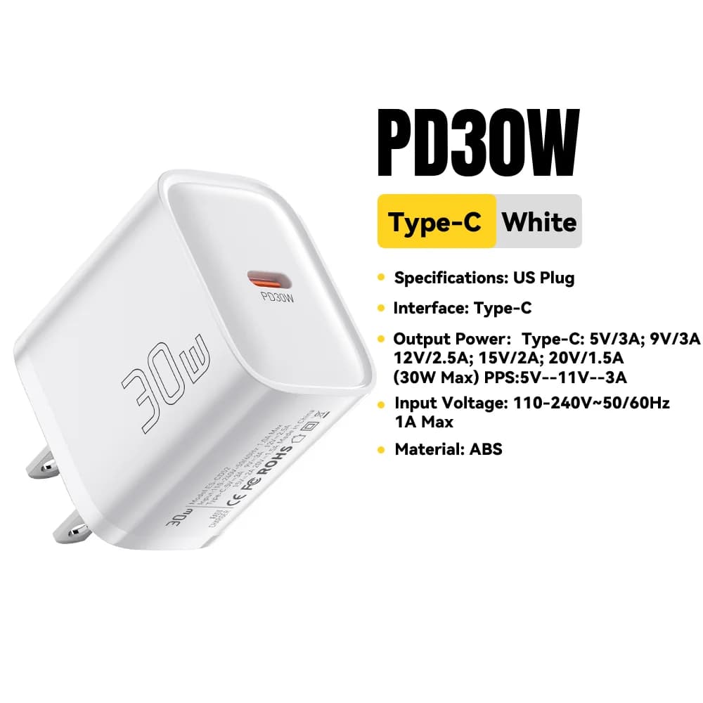 30W Mini USB-C PD hurtigoplader
