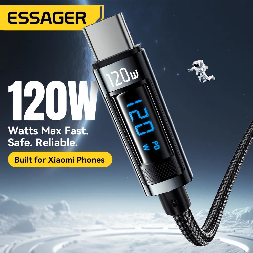 120W USB-C Hurtigladningskabel med LED-display