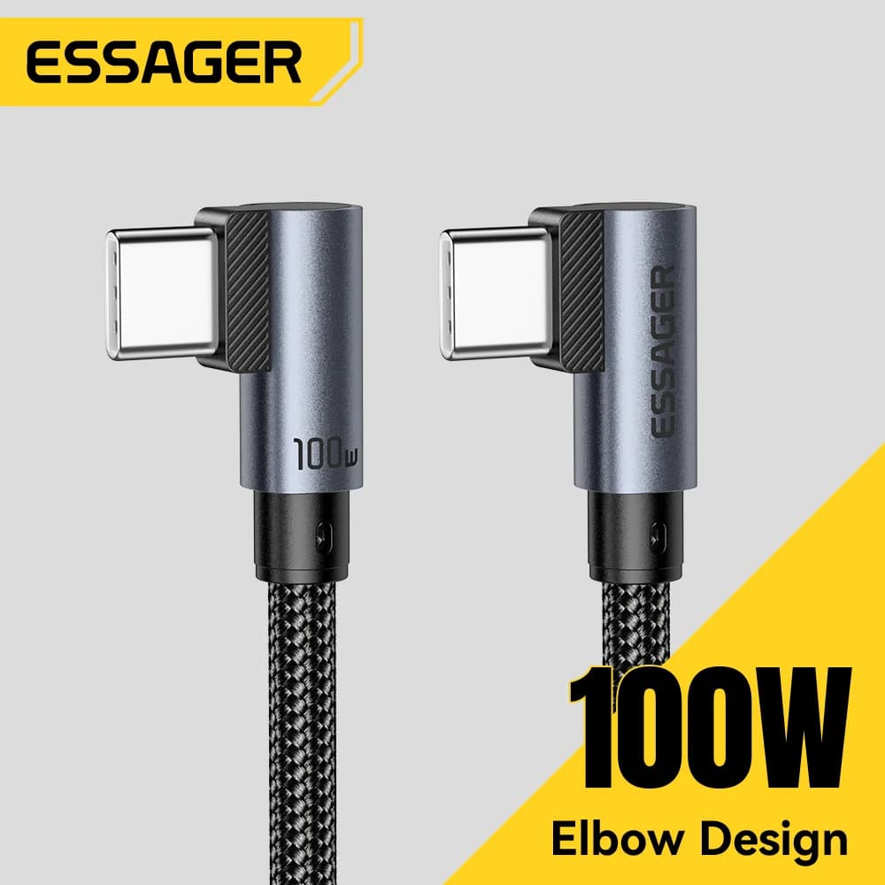 Elbow 100W USB-C til USB-C hurtigopladningskabel