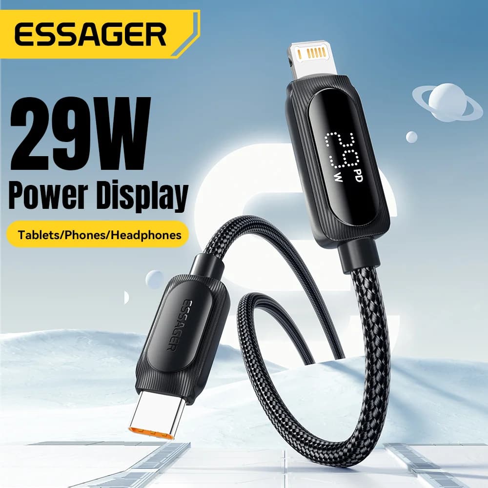 29W USB-C til Lightning Kabel med Digital Display