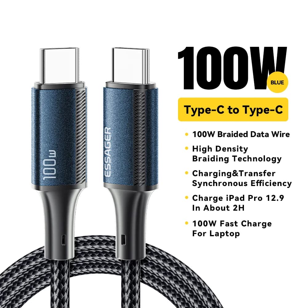 100W PD Hurtigladning USB-C til USB-C Kabel