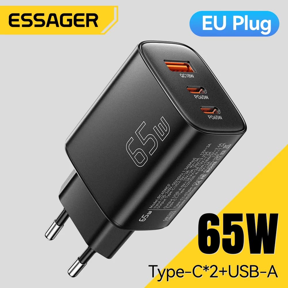 65W GaN USB-C-oplader med Quick Charge 4.0