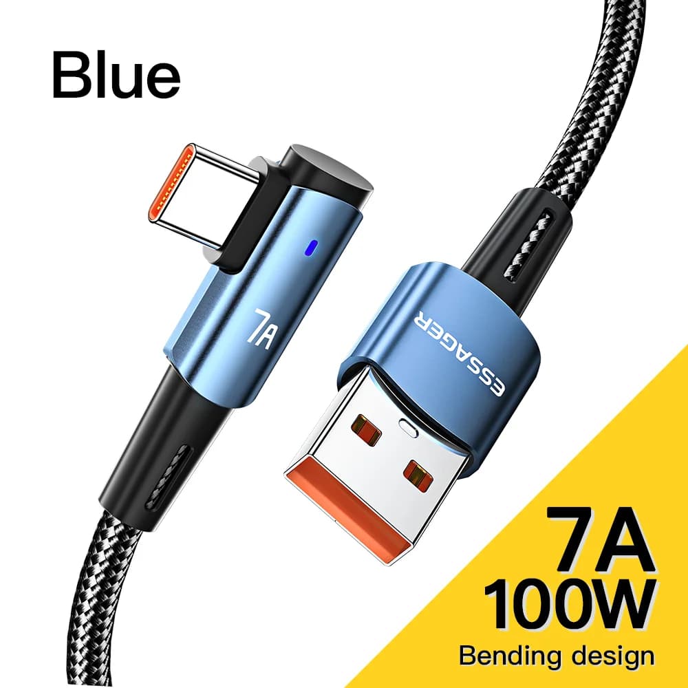 100W 90-Graders USB-C til USB-C Hurtigladningskabel