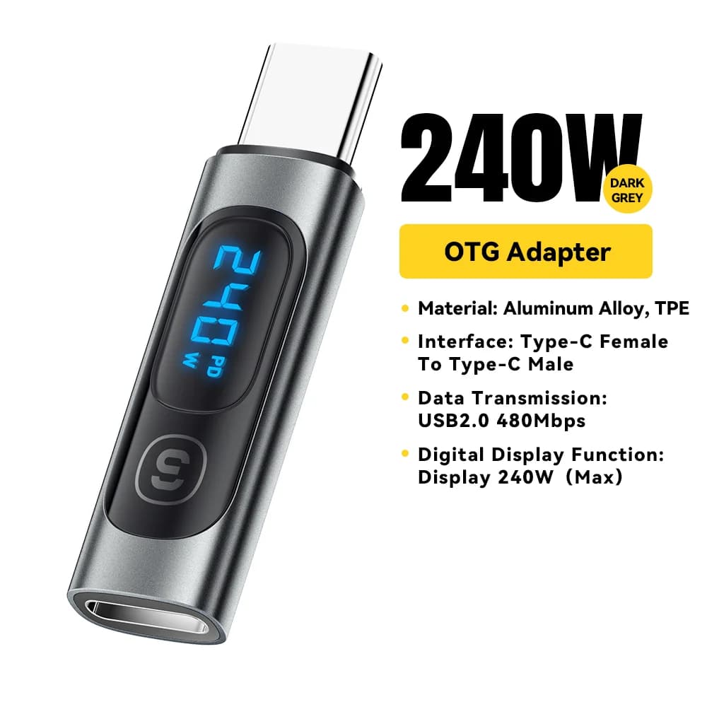 USB-C til USB-C OTG-adapter med digital display