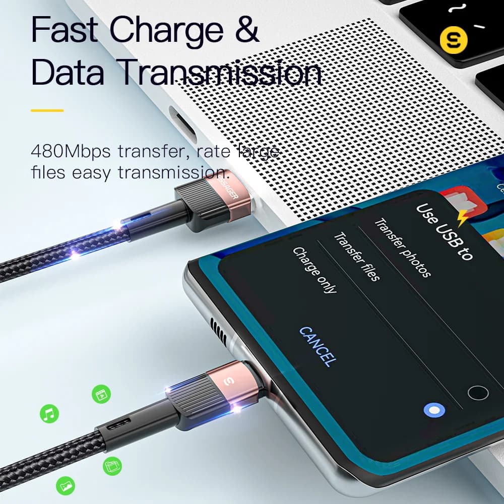 7A USB-C Hurtigladnings- og datakabel 66W