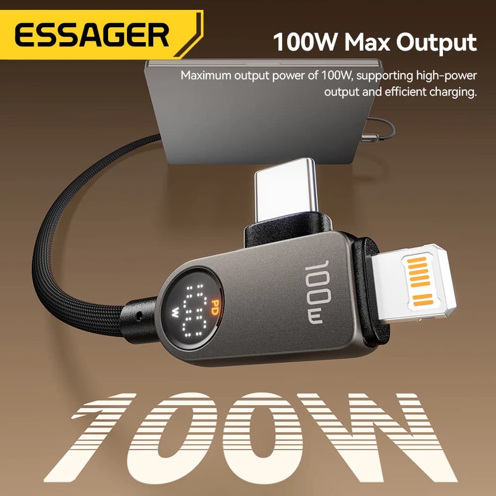 2-i-1 USB-C til Lightning Kabel, 100W PD