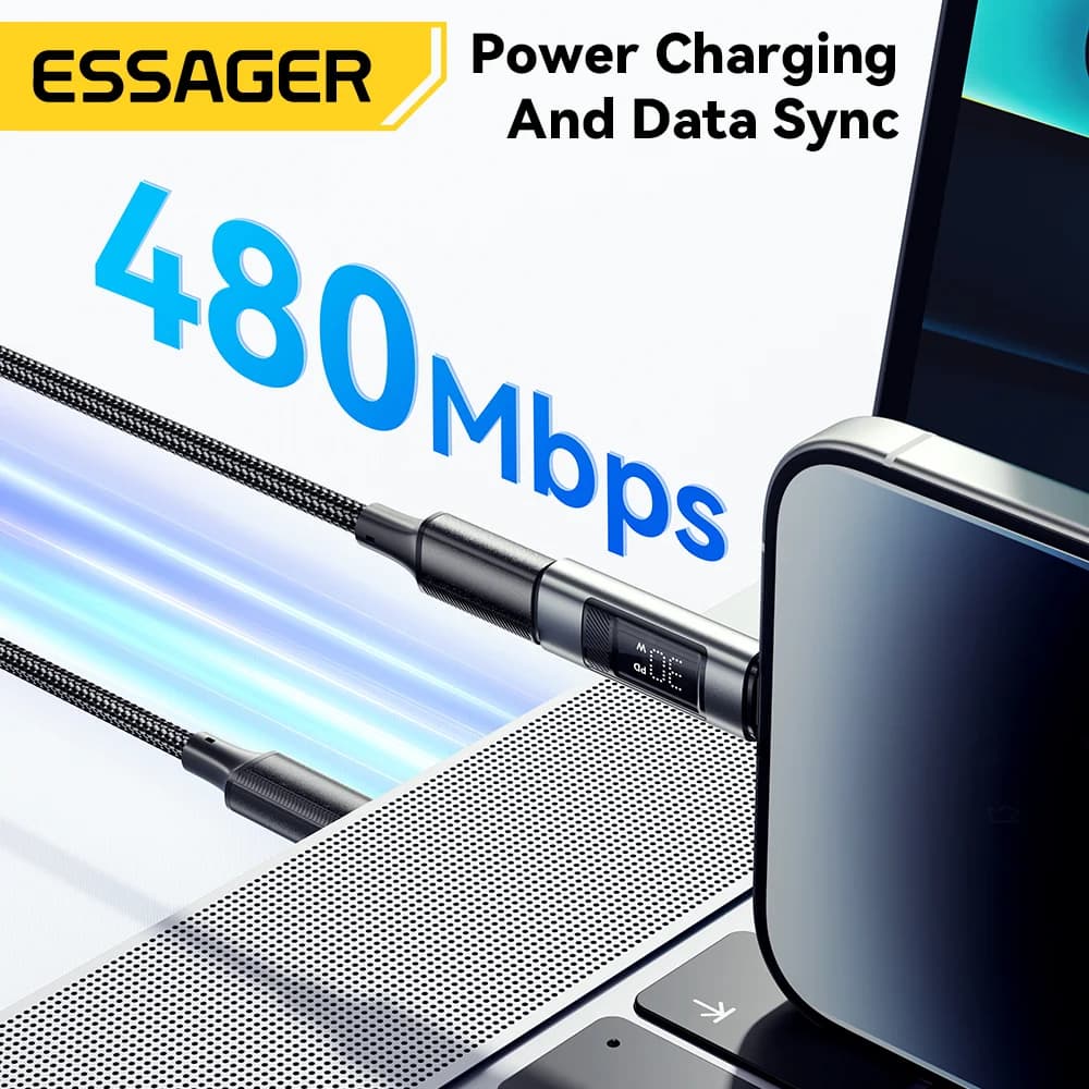 Lightning til USB-C OTG-adapter med digitalt display