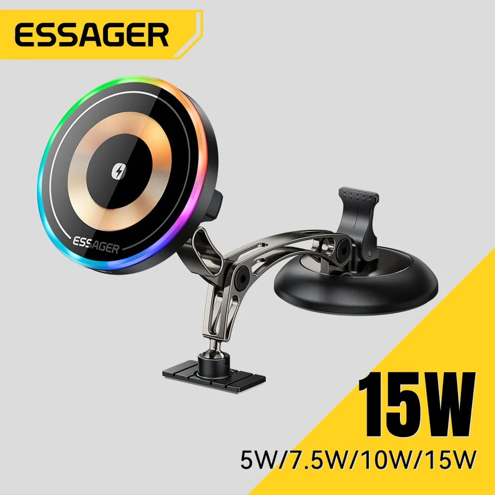 15W magnetisk trådløs oplader til bil med rotation