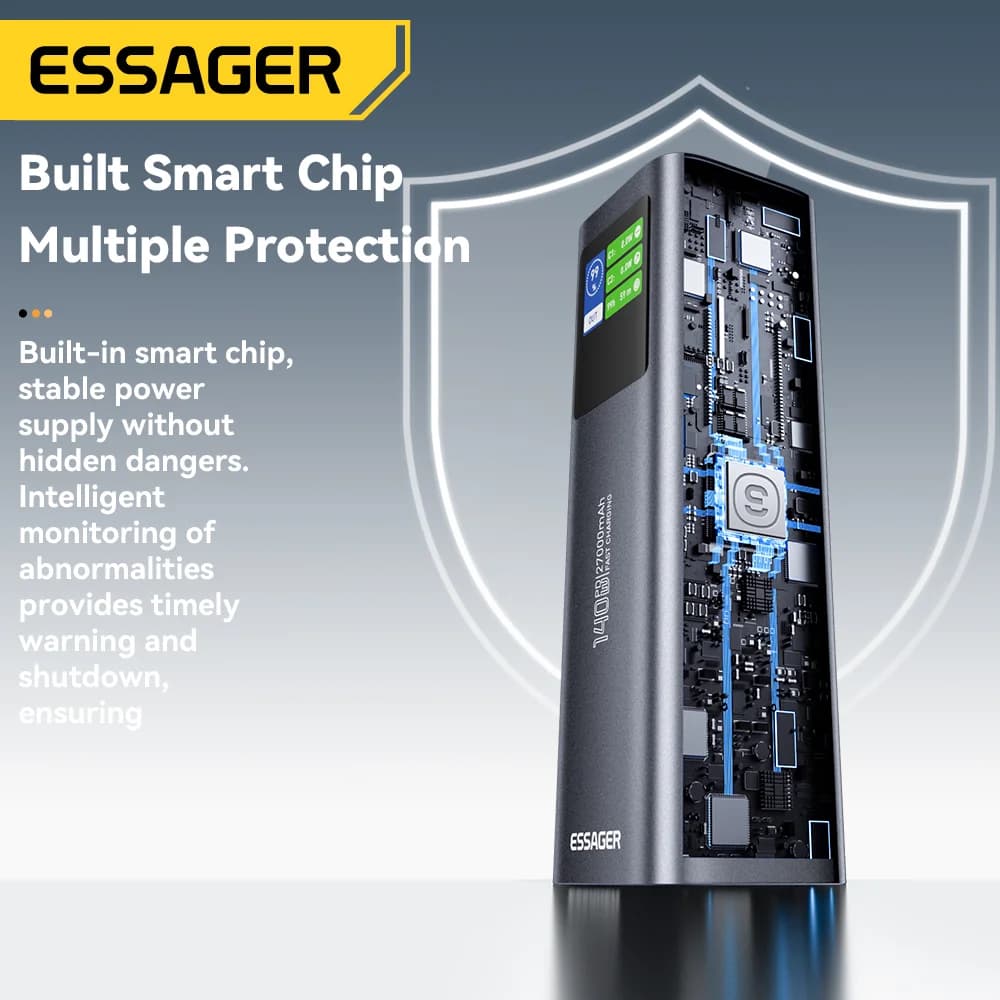27000mAh Powerbank, 140W PD 3.1 Hurtigopladning
