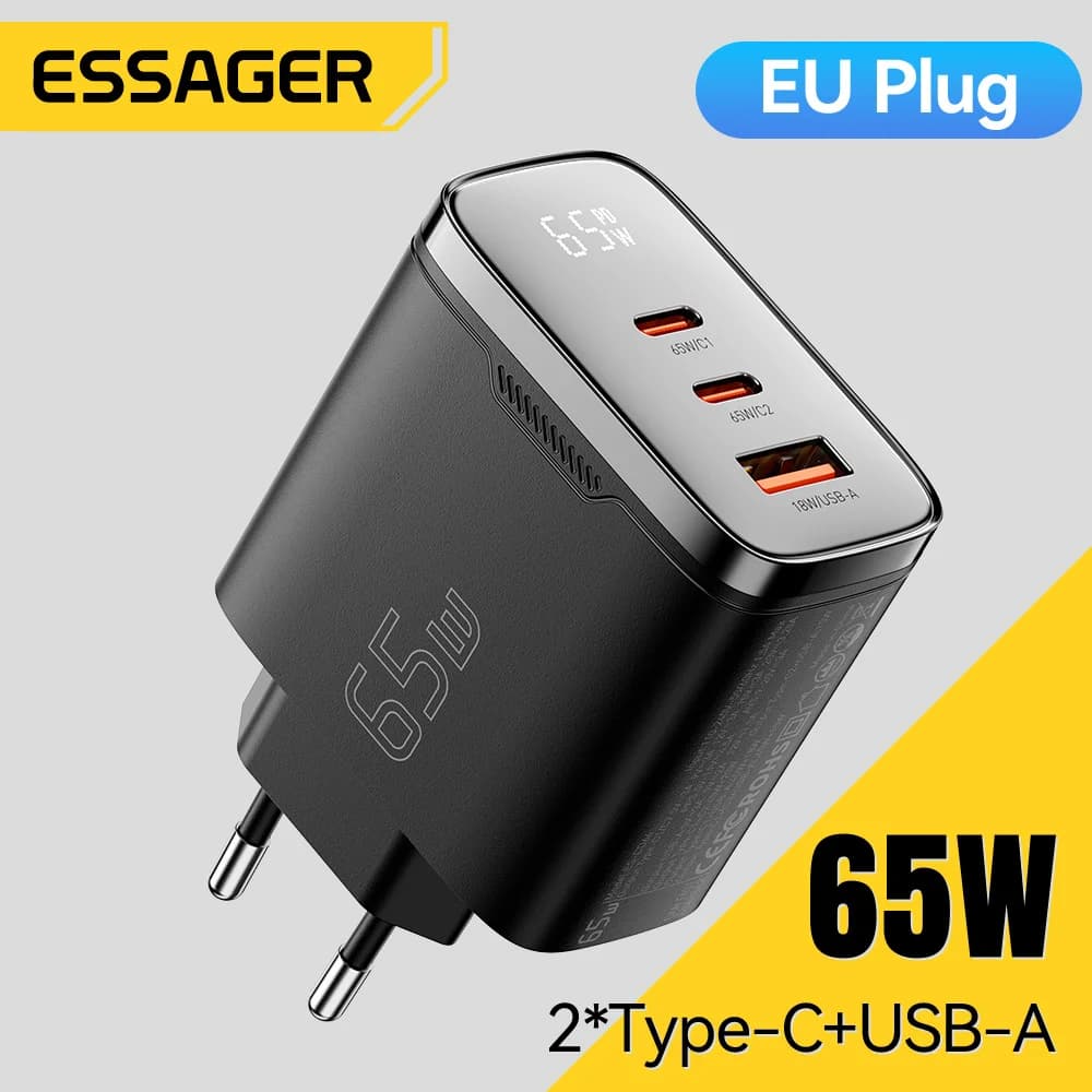 65W GaN USB-C-oplader med digitalt display