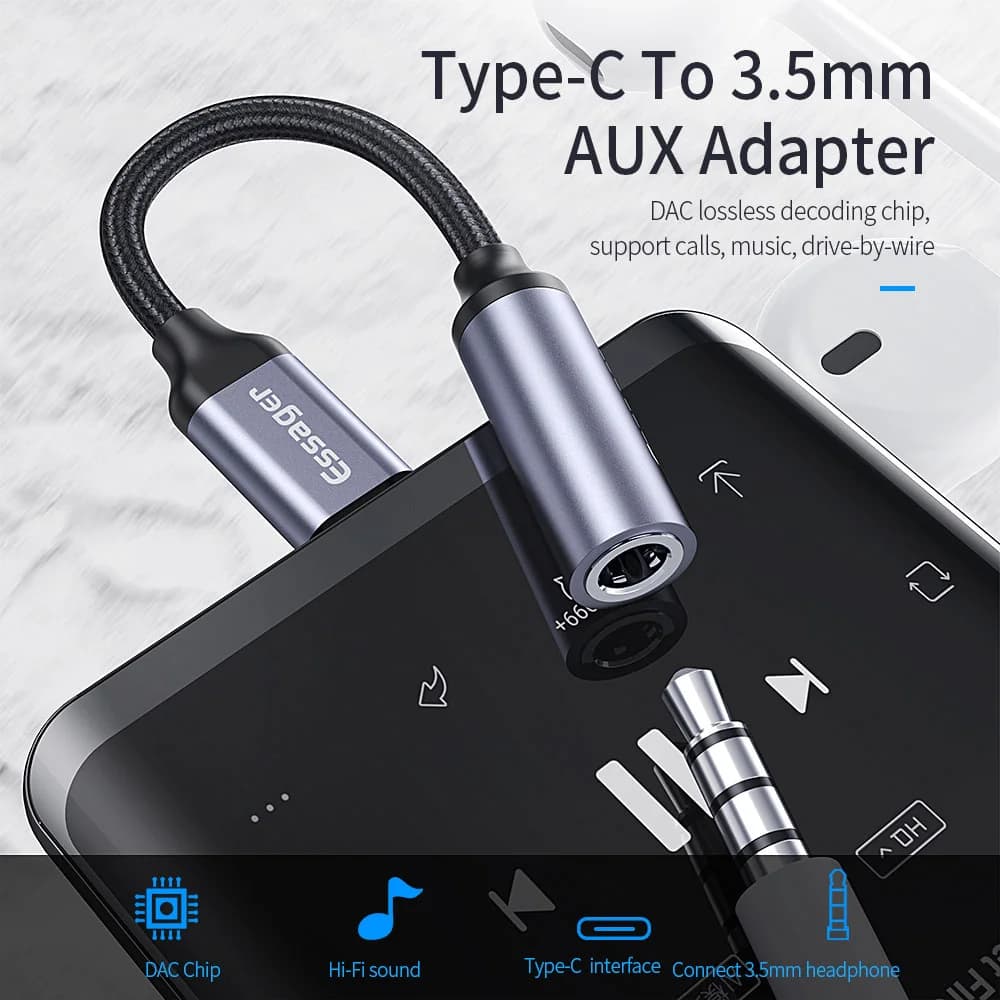 USB-C til 3,5 mm Hovedtelefon Lydadapter