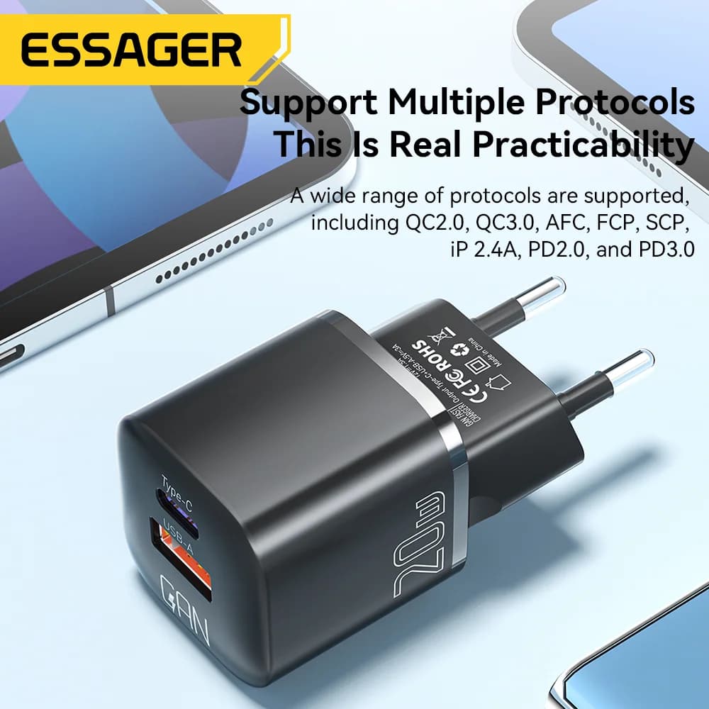 20W GaN USB-C PD væglader til hurtigopladning