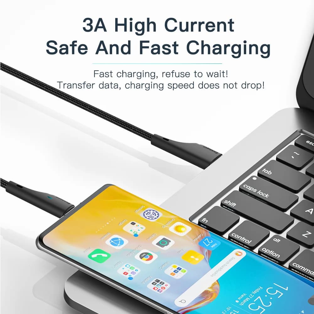 3A USB-C Hurtigopladnings Datakabel