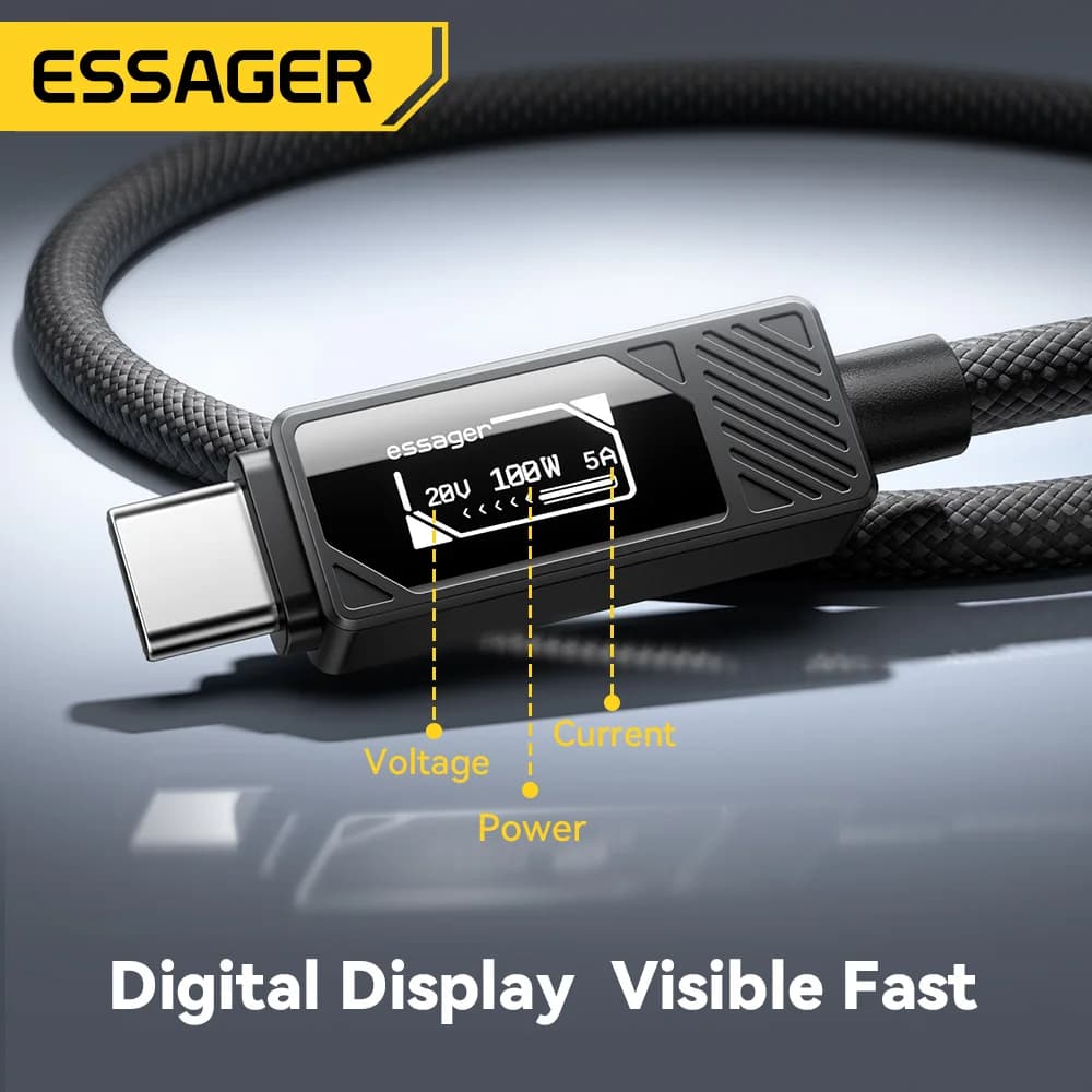 100W USB-C kabel med digital display PD-opladning