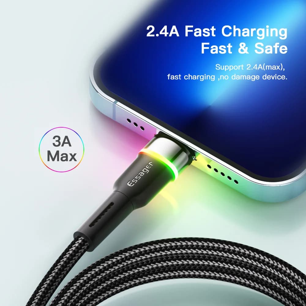 LED USB Hurtigladnings Datakabel til iPhone