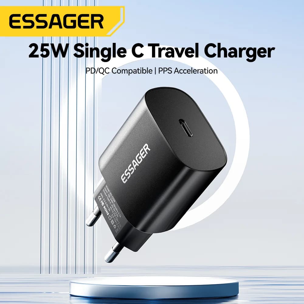 25W USB-C PD Hurtig Vægoplader