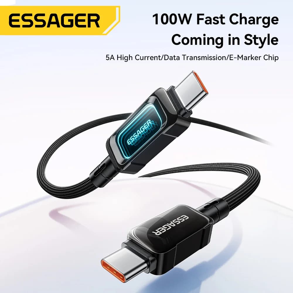 100W LED USB-C til USB-C hurtigopladekabel