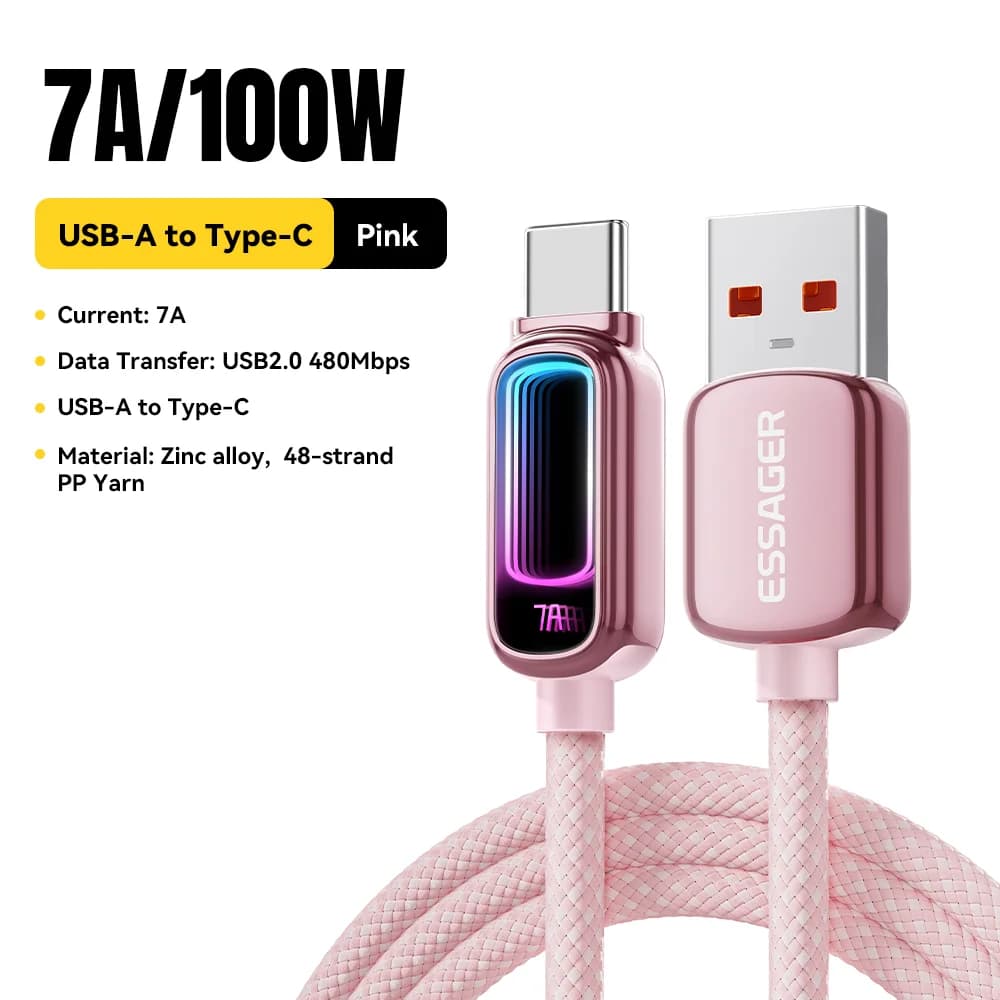 7A 100W PD hurtigopladnings USB-C-kabel