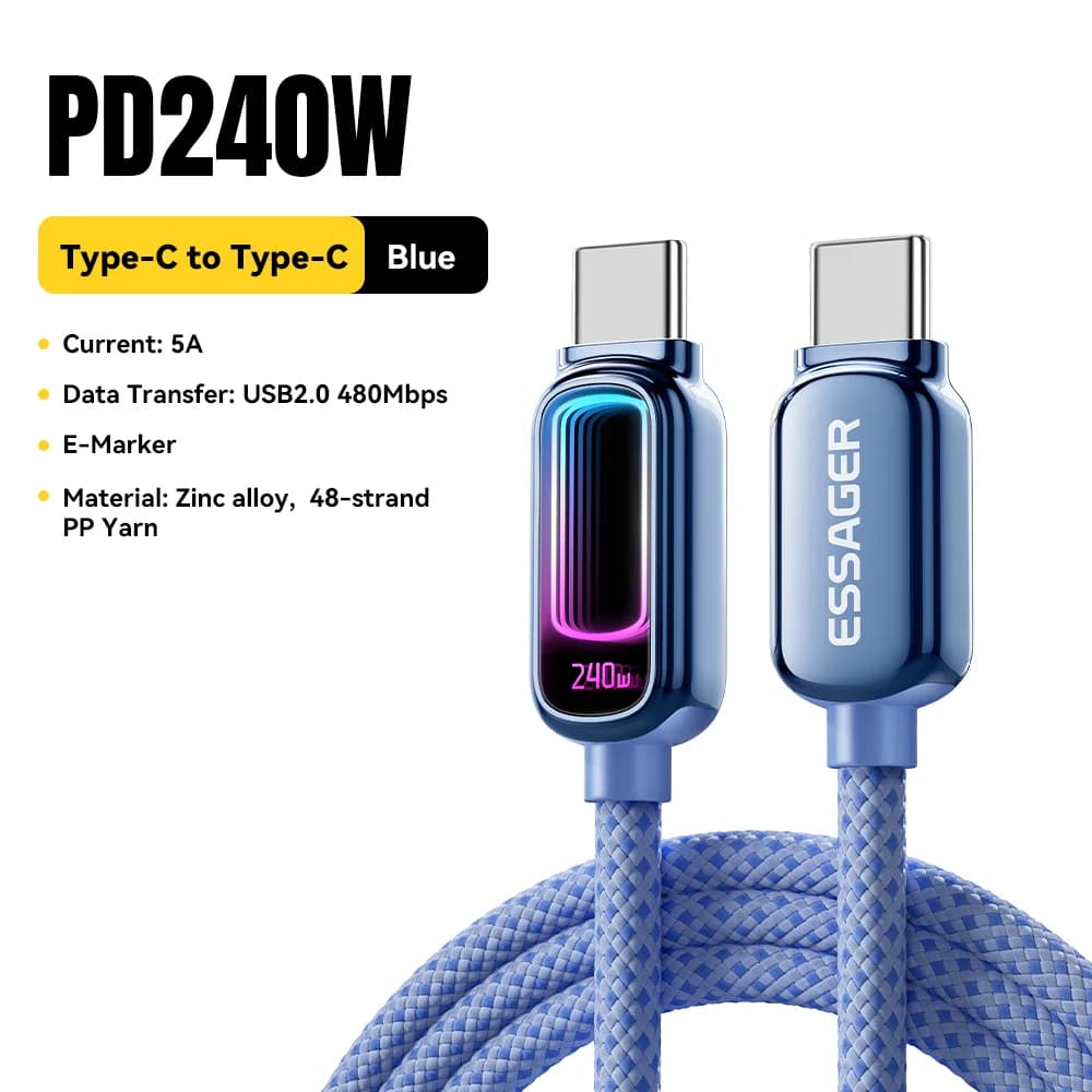 240W USB-C til USB-C kabel med 100W PD 3.1 understøttelse