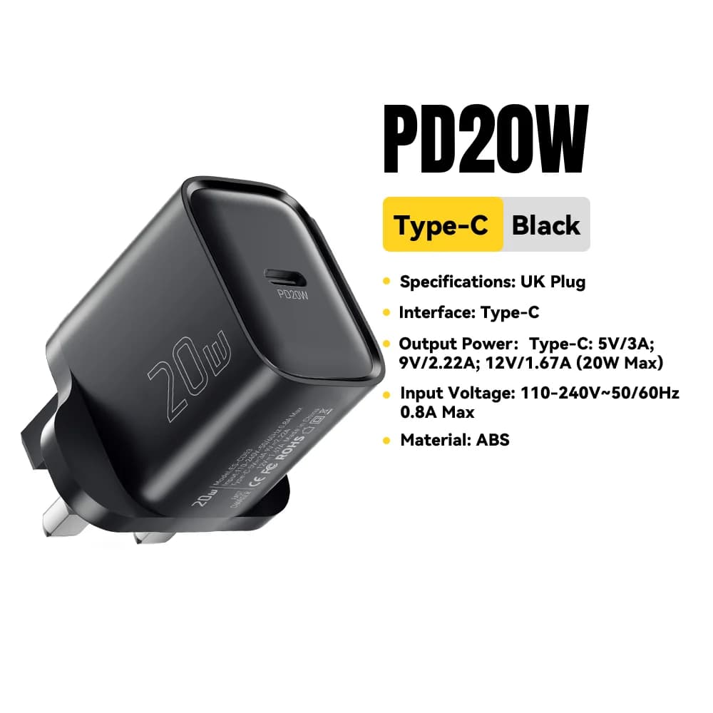 Mini 20W USB-C PD væglader til hurtigopladning