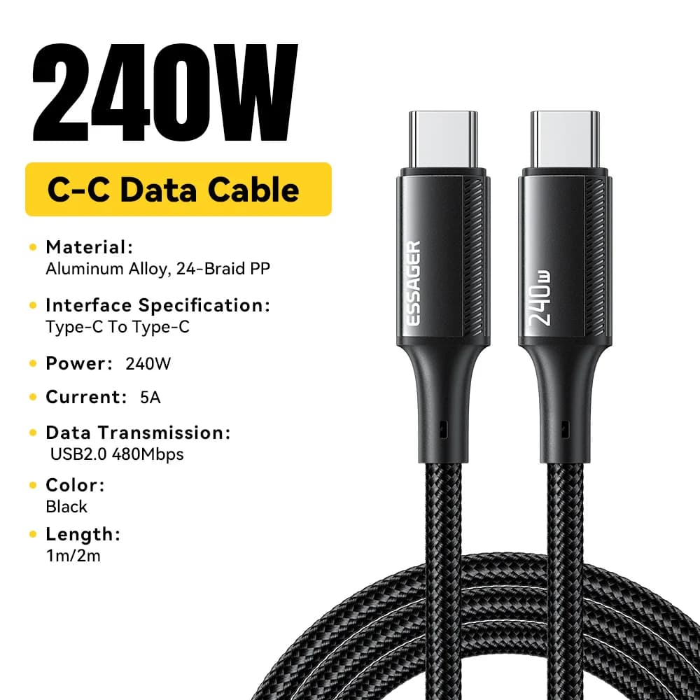 240W USB-C til USB-C PD 3.1 Superhurtig Ladning Kabel