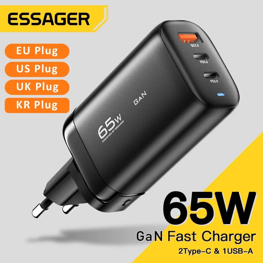 65W GaN USB-C laptopoplader, PPS