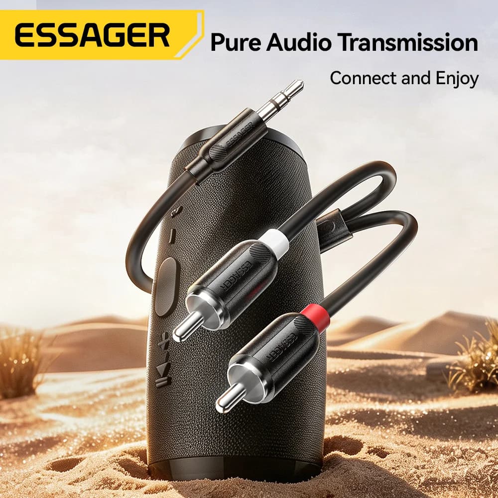 3,5 mm til dobbelt RCA audio splitterkabel