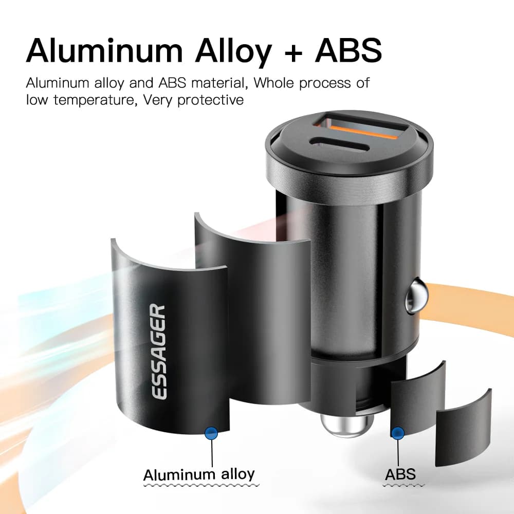 30W USB-C biloplader, Quick Charge 4.0