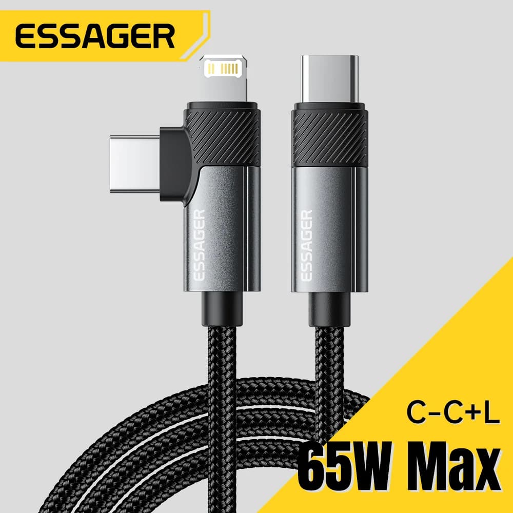 65W 2-i-1 USB-C til Lightning-kabel
