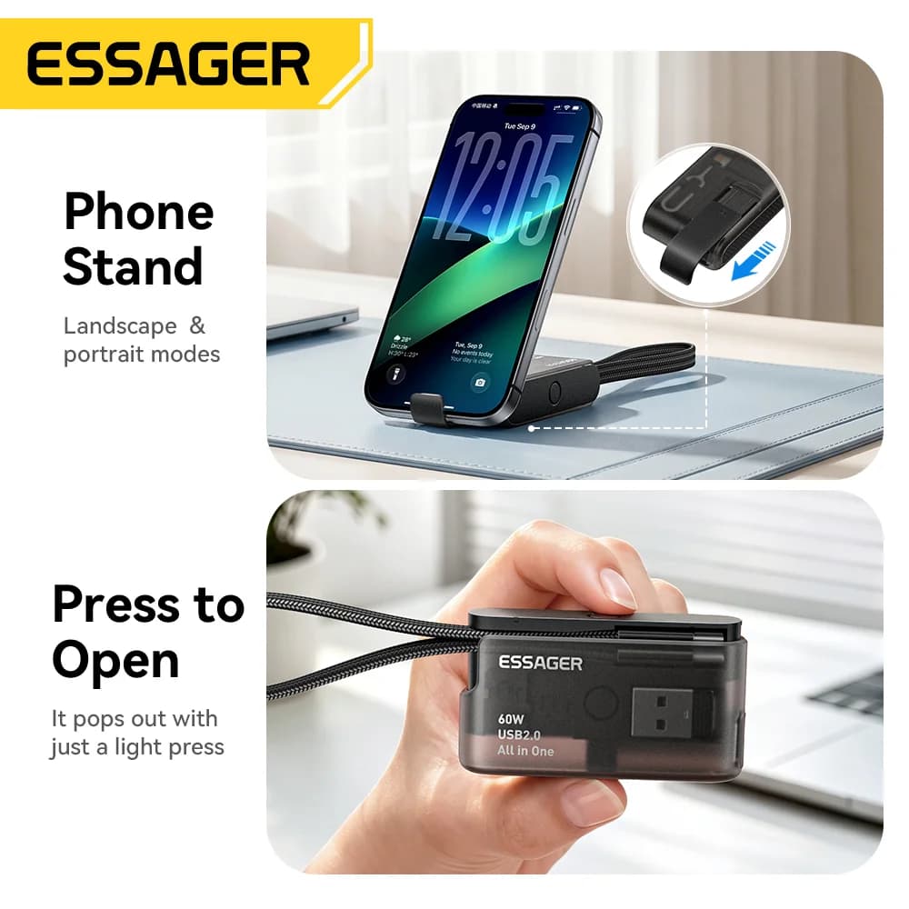 60W USB-C Datadatakabel Sæt med Rejseopbevaringsboks