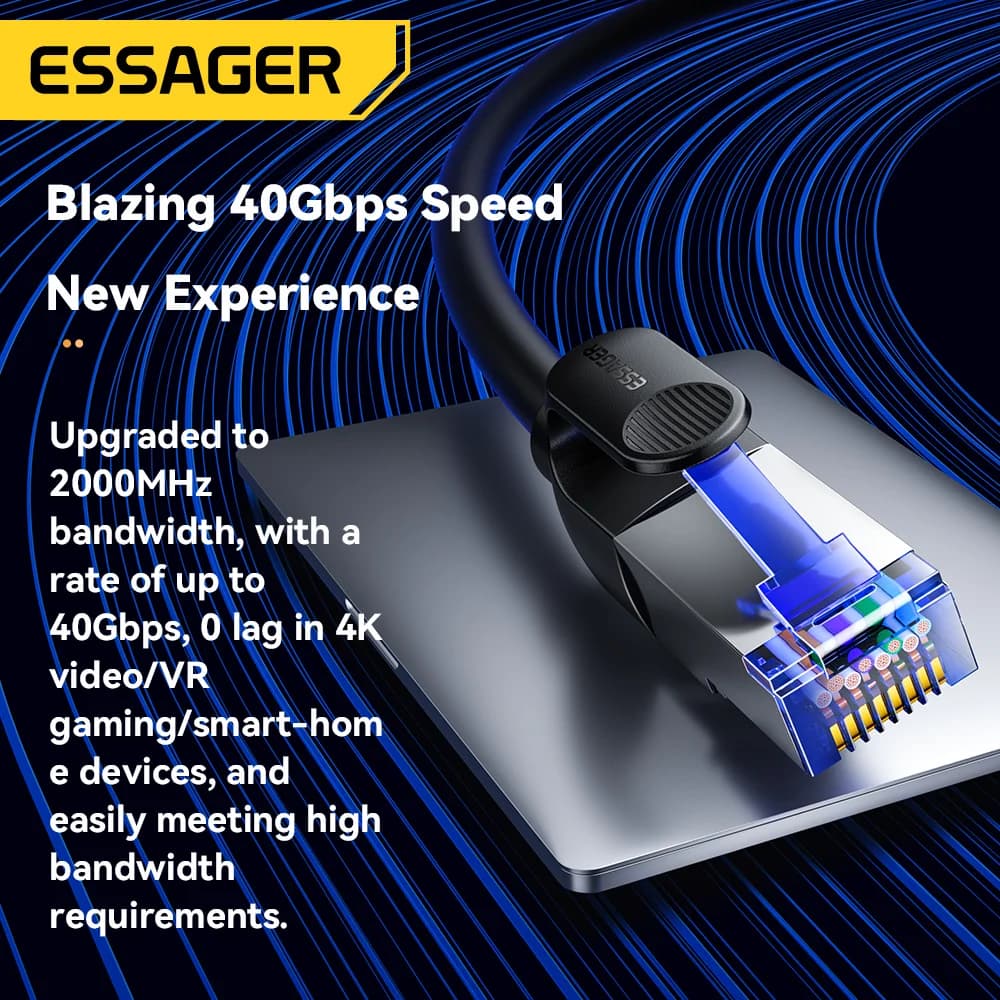 CAT8 Ethernet-kabel med 40Gbps hastighed og flettet ledning