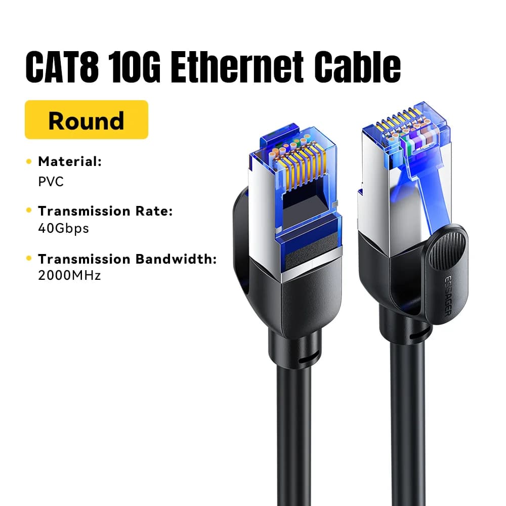 CAT8 Ethernet-kabel med 40Gbps hastighed og flettet ledning