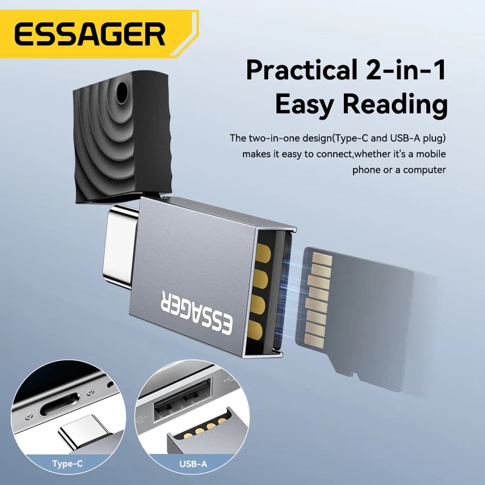 2-i-1 USB-C og USB 2.0 kortlæser