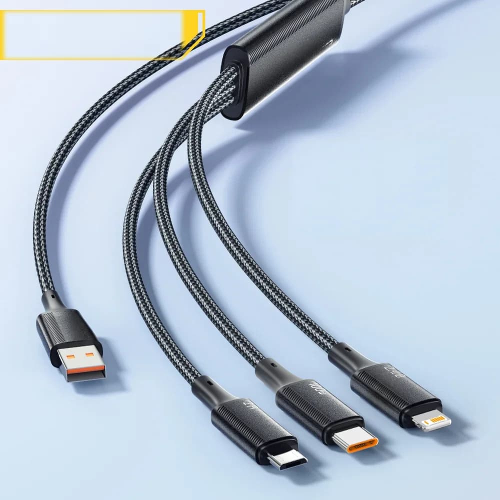 100W 3-i-1 USB-C til Lightning opladningskabel