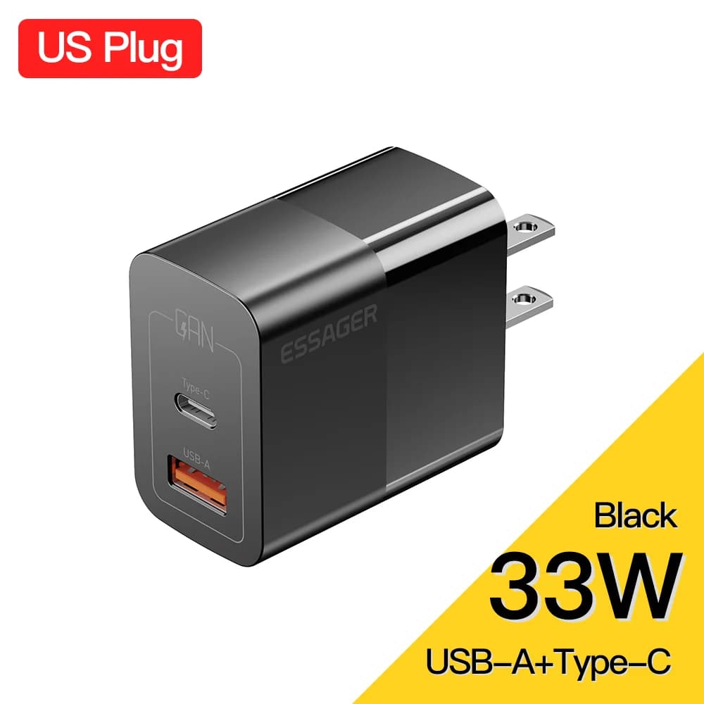 30W Dobbeltport USB-C Vægoplader med QC 3.0
