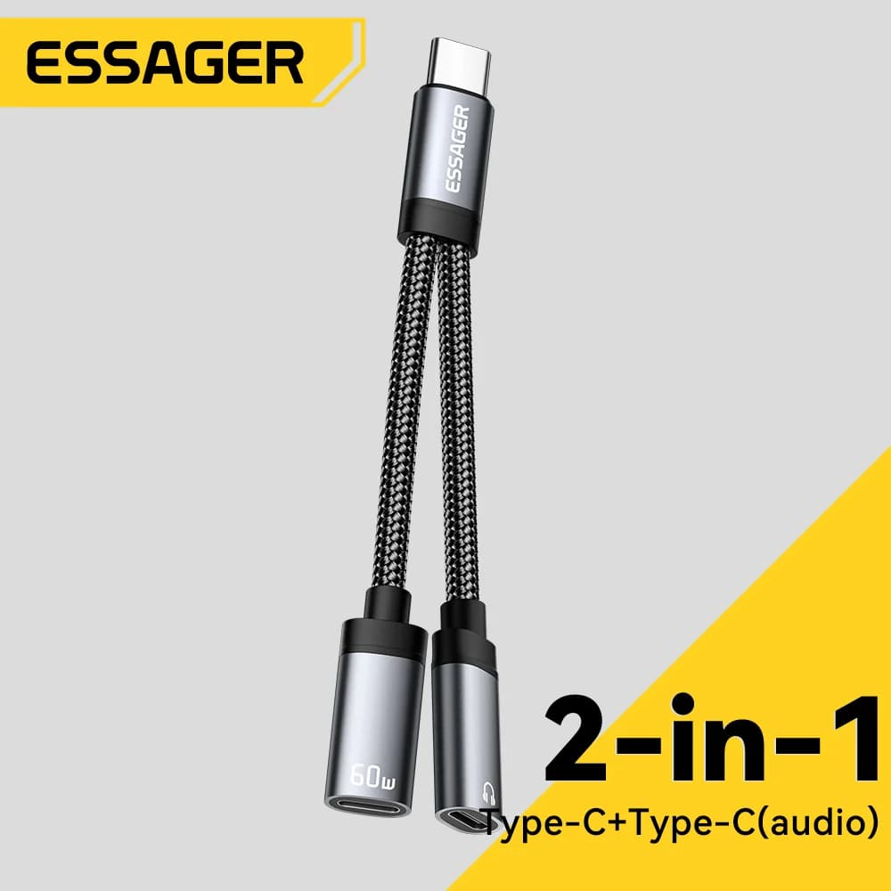 USB-C til 3,5 mm AUX og opladeradapter
