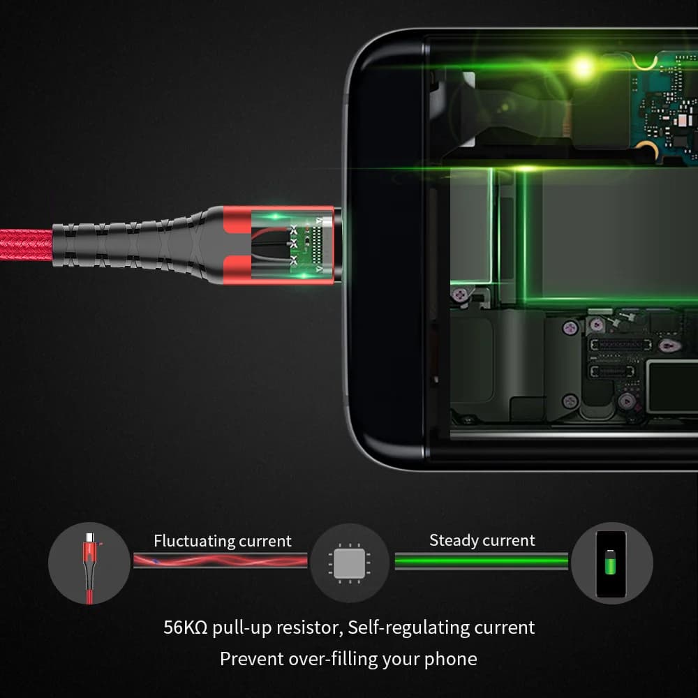 LED Micro USB Hurtigladningskabel, 2M/3M