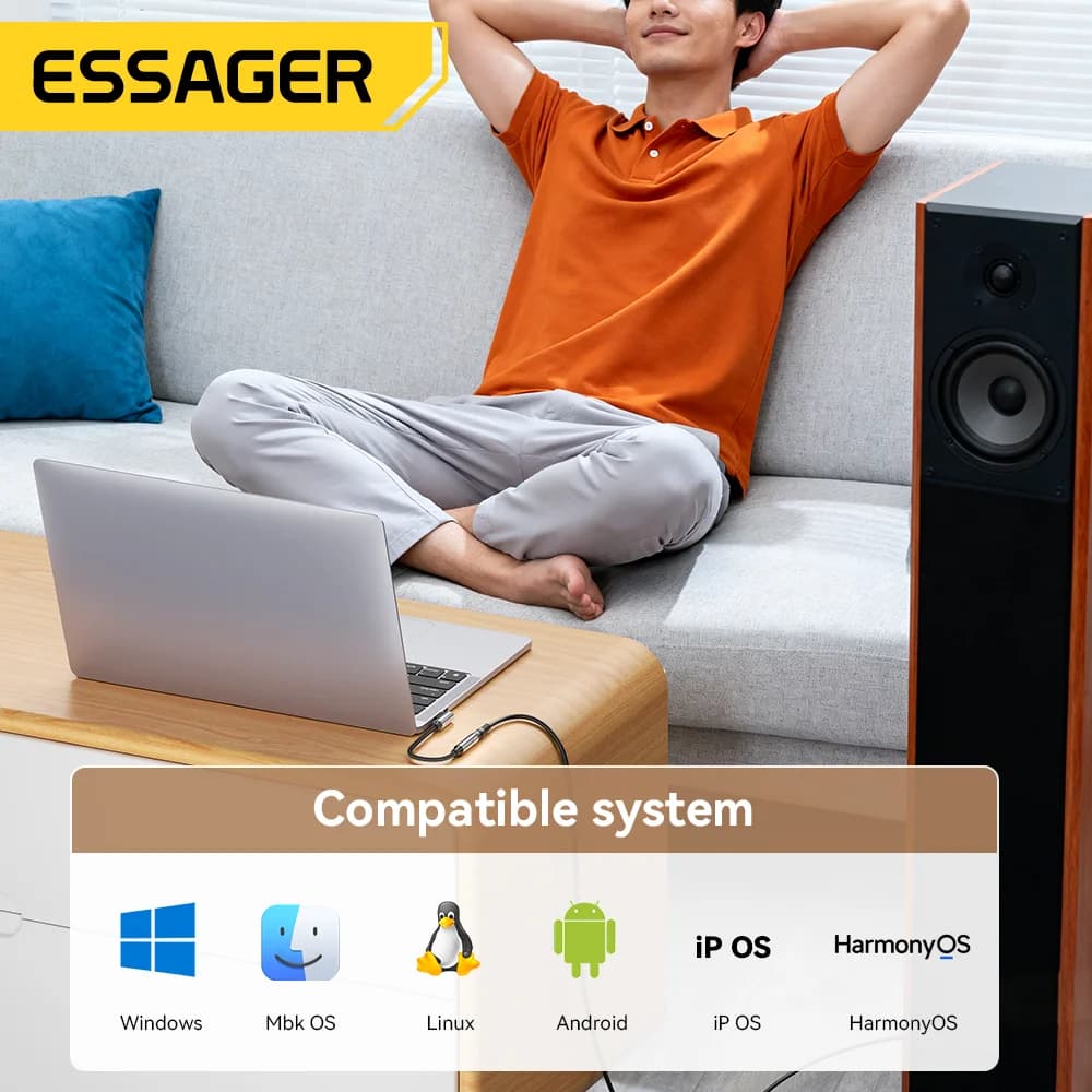 L-formet USB-C til 3,5 mm lydadapter