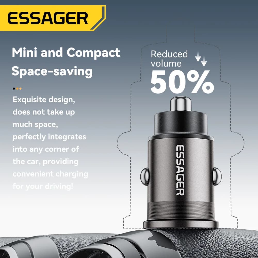 45W Mini USB-C biloplader, QC 3.0
