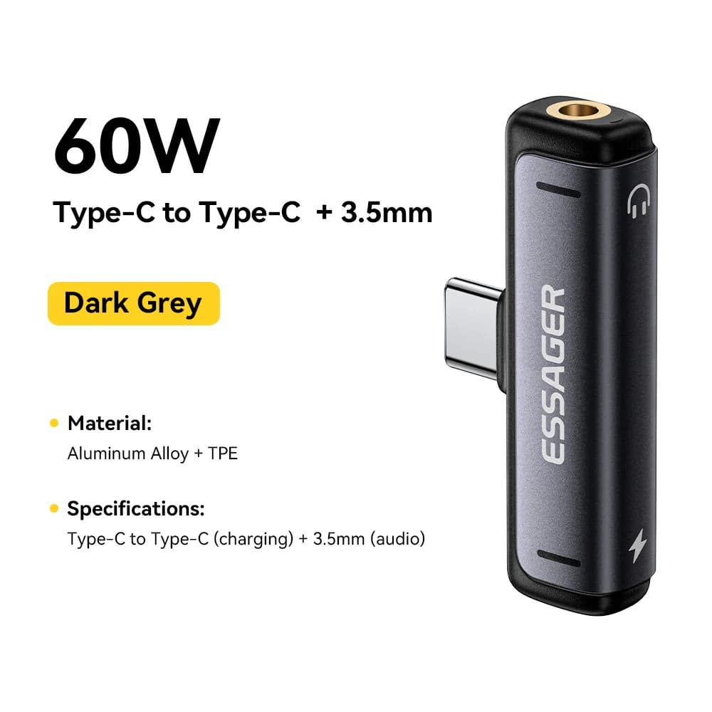 USB-C til 3,5 mm lyd- og opladningsadapter