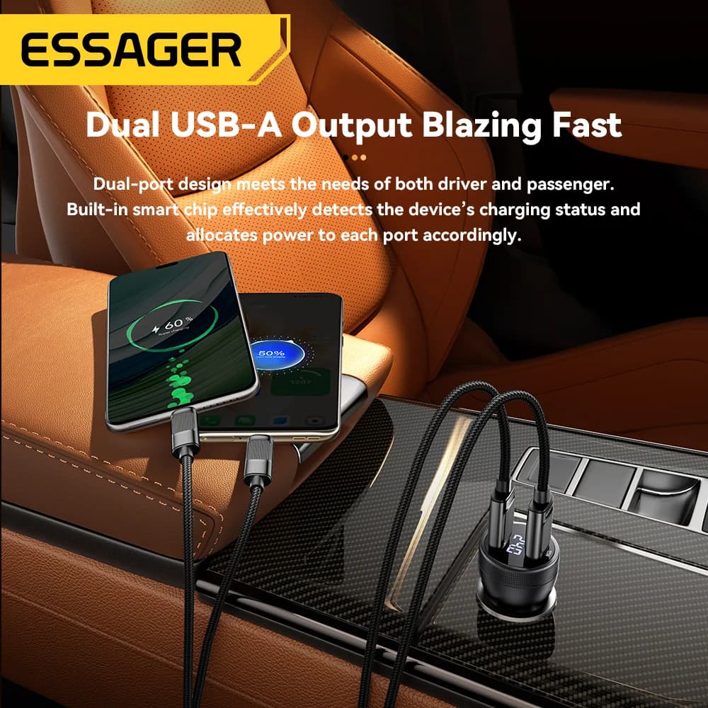 73W USB-C Biloplader med Digital Display