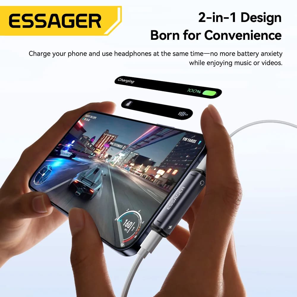 USB-C til 3,5 mm lyd- og opladningsadapter