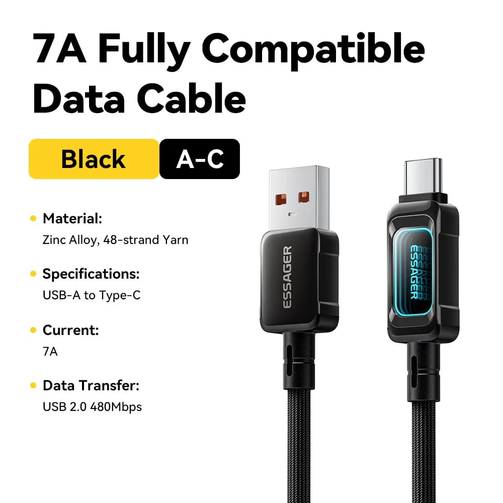 100W LED USB-C til USB-C hurtigopladekabel