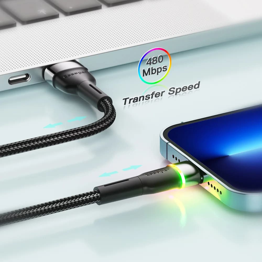 LED USB Hurtigladnings Datakabel til iPhone