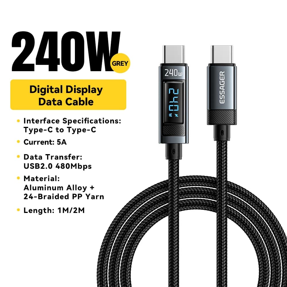 240W USB-C til USB-C PD 3.1 Hurtig Opladningskabel 2m