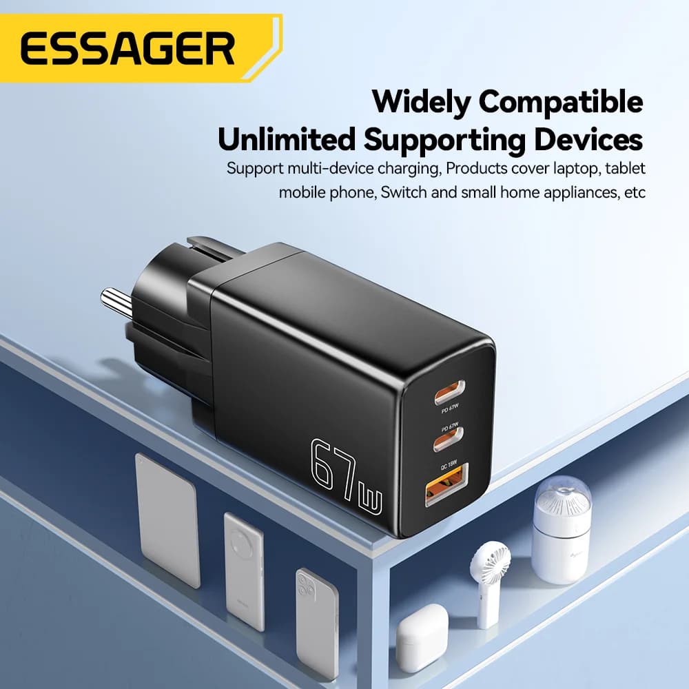 GaN USB Type-C oplader med EU/KR stikvalgmuligheder