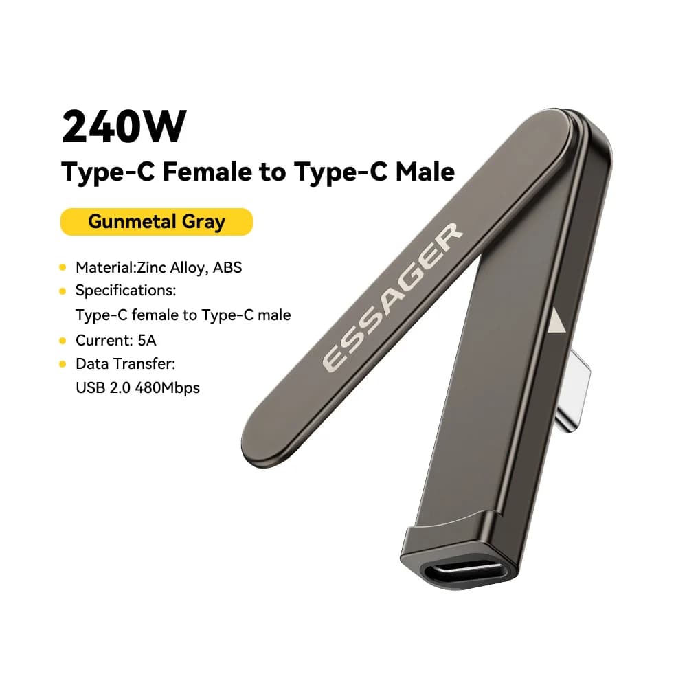 240W 2-i-1 Foldbar USB-C OTG Adapter med Stand