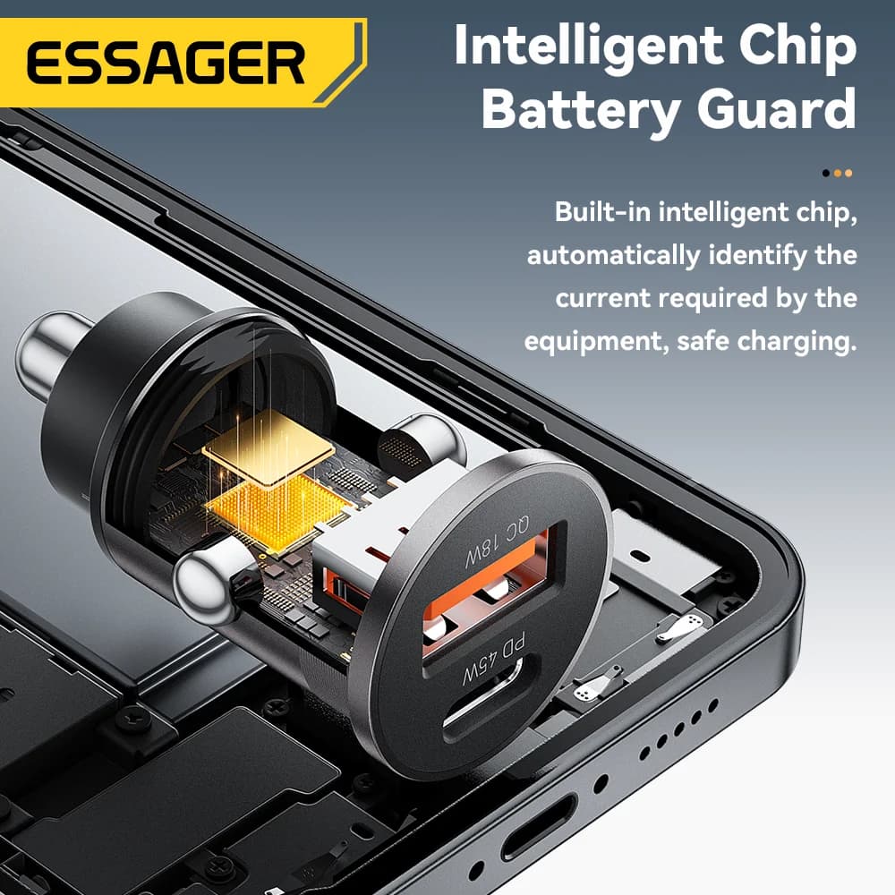 45W Mini USB-C biloplader, QC 3.0